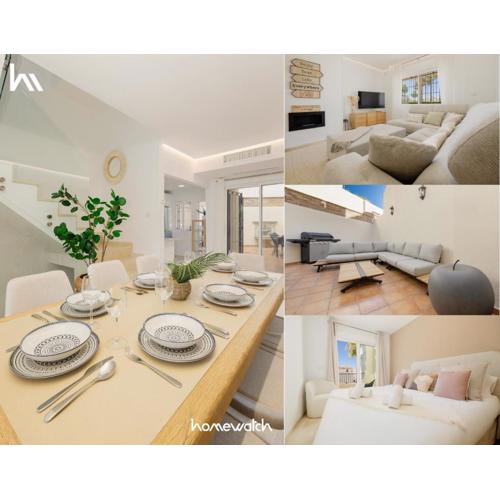 3-Story Townhouse for 7, Newly Renovated, Terrace, BBQ, and Beach Access in Arenal, Marbella