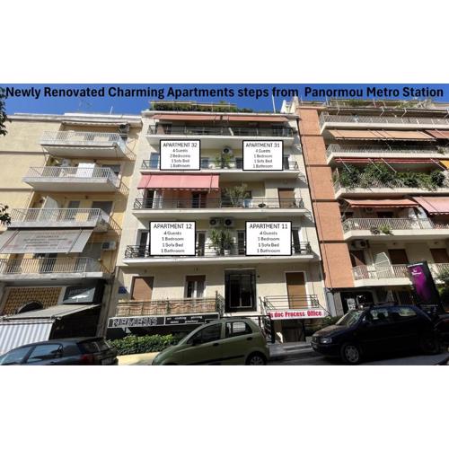 4 Newly Renovated Charming Apartments steps from Panormou Metro Station