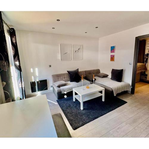 Appartement moderne et entièrement rénové en plein cœur du village, chambre séparée, balcon vue montagne, très proche des pistes