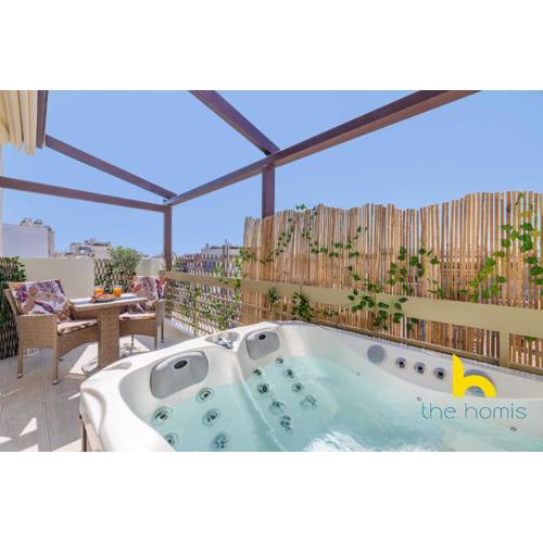 Athenian Sky Retreat: Jacuzzi & Fresh Elegance!