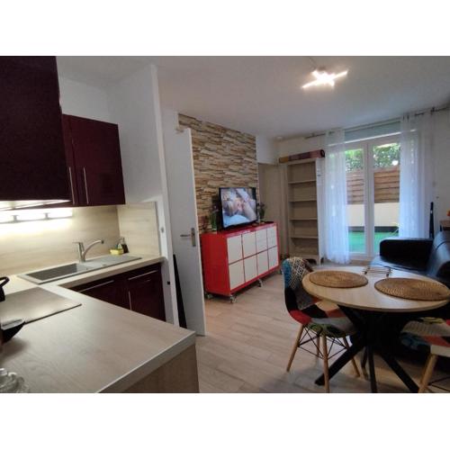 Charmant T2 RD jardin grande terrasse coeur ville plage 2 m clim garage wifi