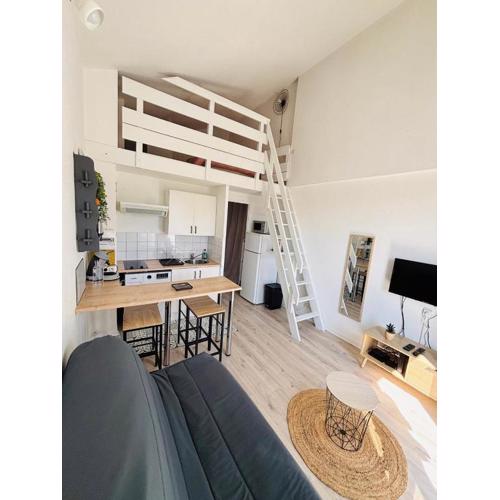 Duplex cosy neuf - wifi - balcon - en bordure de forêt de pins - proche plage