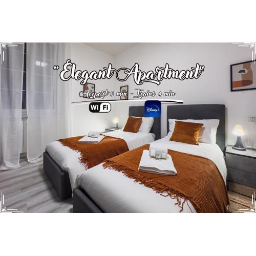Elegant Apartment - Airport 5min - AC - Smart TV