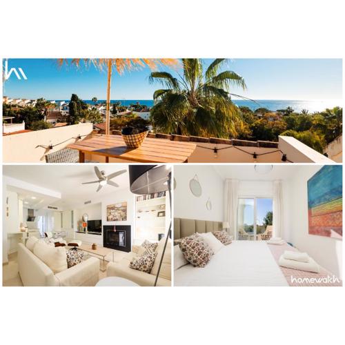 Front line beach townhouse with sea views and south facing, in Costabella, Marbella
