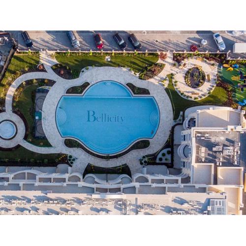 Golden leaf, swimming pool view