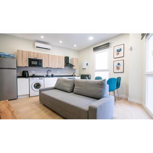 Madrid Confort urbano 1 dormitorio AC WIFI Cocina