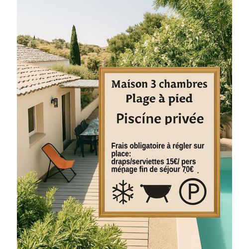 Maison Familiale avec Piscine Privée, plage à pied, Frais Obligatoires à régler à l\