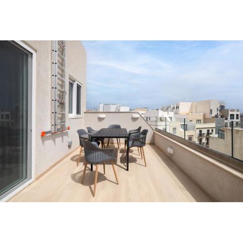 Modern 2BR Duplex Penthouse with Front Balcony and Large Terrace - Close to Saint Julians & Sliema