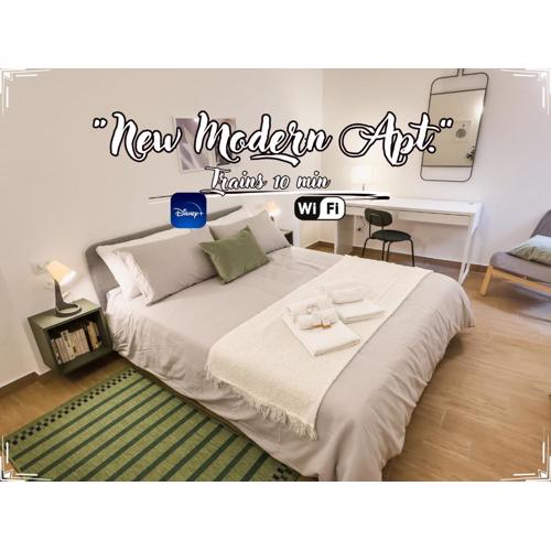 New Modern Apt - Treni 10min - Hiper WiFi - AC