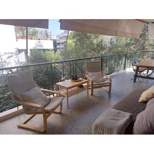 quiet apartment with a large balcony near the sea