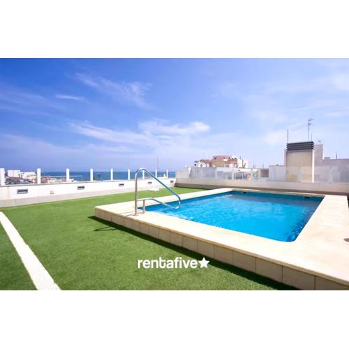 rentafive - Terraza- Piscina - 2 min Playa