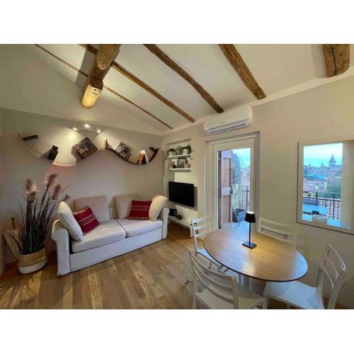 Romantic attic room with panoramic view