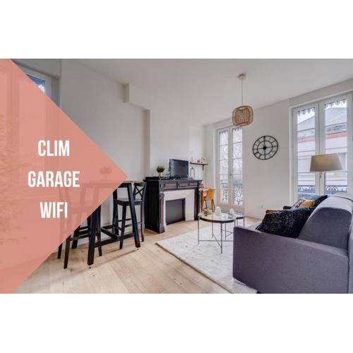 Studio chic et lumineux, garage, wifi, clim
