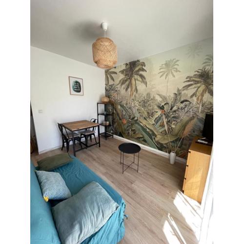 Studio climatisé avec balcon à 10 mn des plages
