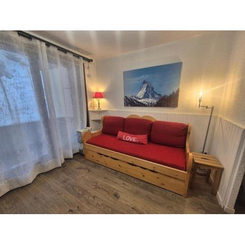 Studio rénové avec balcon aux pieds des pistes, WiFi, animaux permis - FR-1-502-415