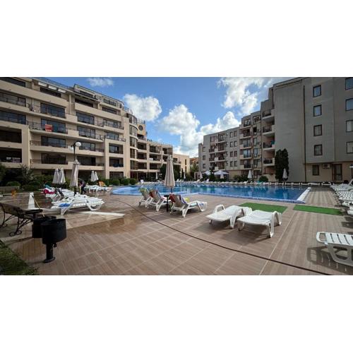 Studio with pool view