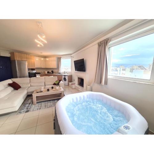 Sunny Home Private Jacuzzi Hydromassage, Fireplace, Acropolis & Lycabettus View, Underground Parking, 300m Metro Peristeri