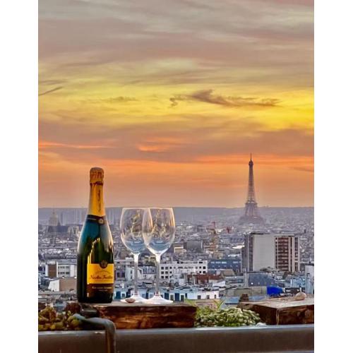 Terrasse avec vue magique sur tout Paris
