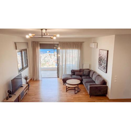 Voula Hill Panoramic Views of Sea and Athens 129 sqm 2 bedrooms 2 bathrooms Big Fully Equipped New Apartment Peaceful