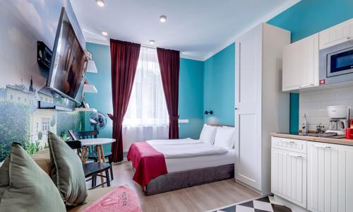 Dovolená v Praze v moderních apartmánech Revelton Studios Prague se snídaněmi a vstupem do muzea iluzí