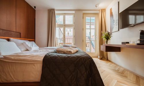 Litomyšl přímo v centru a 250 m od zámku v Penzionu Havran se snídaňovým košem a privátní vířivkou