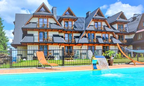 Polské Tatry u termálních lázní ve Wille Grand Karpatia: Stylové pokoje a polopenze + venkovní bazén a vířivka